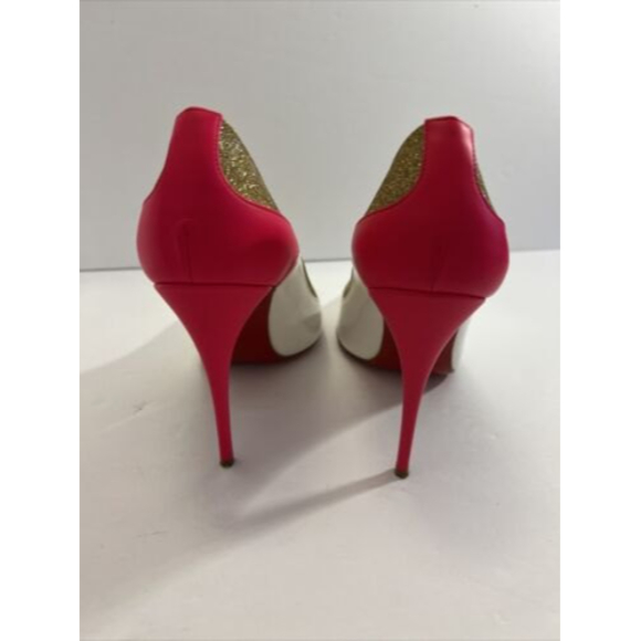 Christian Louboutin Tucsick 100 Gold/White and Neon Pink Heels (Size 6) - Picture 4 of 11